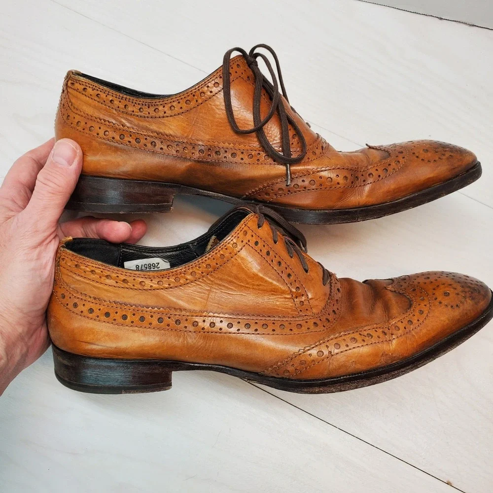 To Boot New York Adam Derrick Mens Brown Leather Wingtip Brogue Oxfords 8.5 Lux